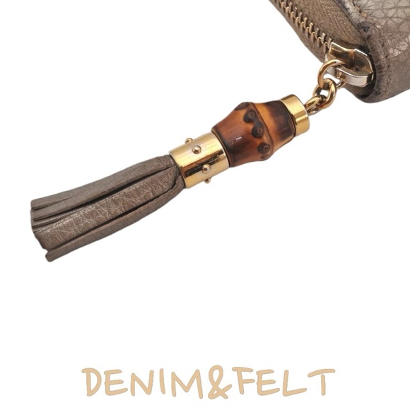 🤎GUCCI Bamboo Tassel Gold/Tan Leather Long Zip Around Wallet/Purse | PRELOVED🤎 - Picture 8 of 16